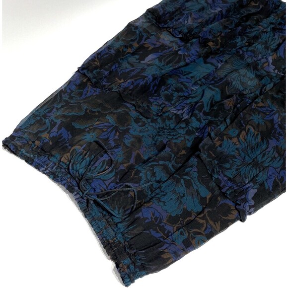 NWT $350 Coach Silk Skirt Tiered Front Slits Black Blue Floral Women Size 2 (A6) - Picture 4 of 8